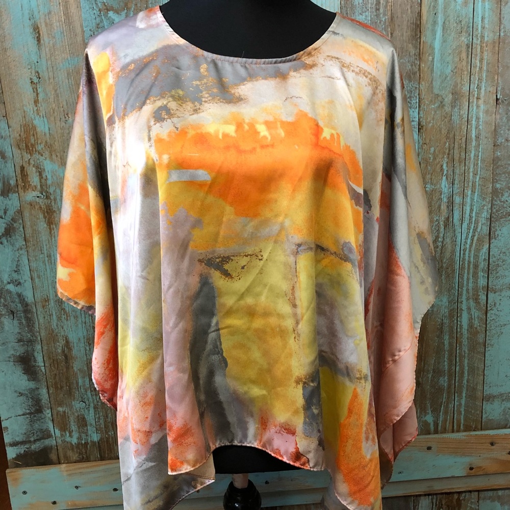Chico’s Abstract Sunset Poncho- L/XL